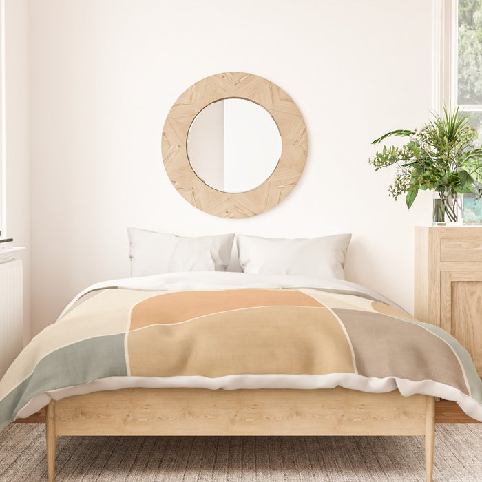 Soft Brown Tan Green Beige Modern Artwork Duvet Cover Gallery Image 3