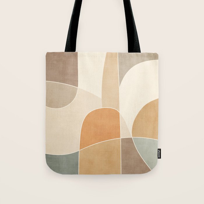 Soft Brown Tan Green Beige Modern Artwork Tote Bag Gallery Image 1