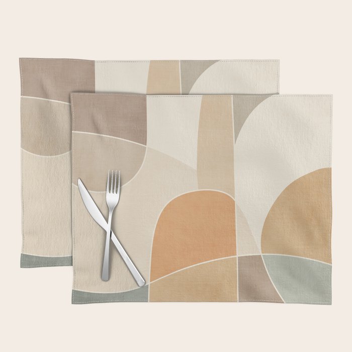 Soft Brown Tan Green Beige Modern Artwork Placemat Gallery Image 1