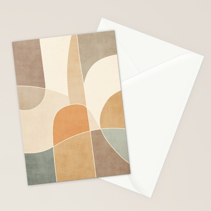 Soft Brown Tan Green Beige Modern Artwork Stationery Card Gallery Image 2