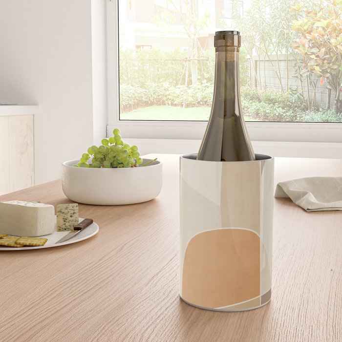 Soft Brown Tan Green Beige Modern Artwork Wine Chiller Gallery Image 4