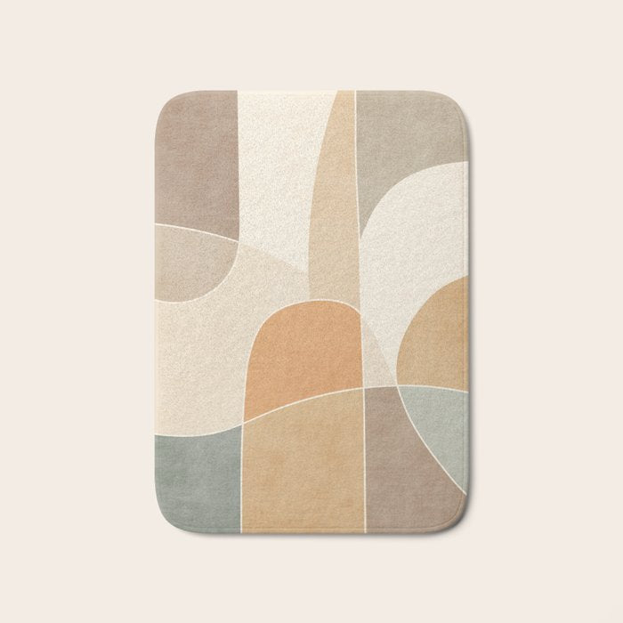 Soft Brown Tan Green Beige Modern Artwork Bath Mat Gallery Image 1