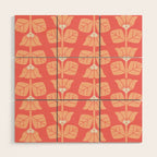 Retro Peach Blossoms Pattern Wood Wall Art Gallery Image 1