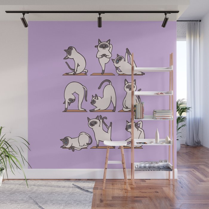 Siamese Cat Yoga Wall Mural Gallery Image 1