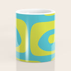 Mid Century Modern Piquet Abstract Pattern in Bright Lime Green and Turquoise Coffee Mug Gallery Image 4