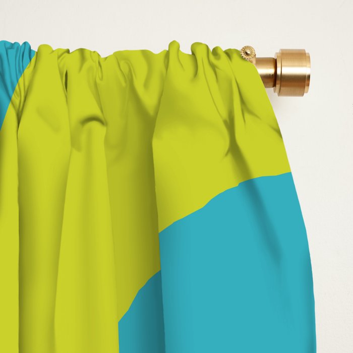 Mid Century Modern Piquet Abstract Pattern in Bright Lime Green and Turquoise Window Curtain Gallery Image 2