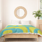 Mid Century Modern Piquet Abstract Pattern in Bright Lime Green and Turquoise Duvet Cover Gallery Image 3