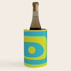 Mid Century Modern Piquet Abstract Pattern in Bright Lime Green and Turquoise Wine Chiller Gallery Image 2