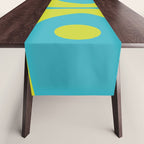 Mid Century Modern Piquet Abstract Pattern in Bright Lime Green and Turquoise Table Runner Gallery Image 1