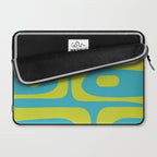 Mid Century Modern Piquet Abstract Pattern in Bright Lime Green and Turquoise Laptop Sleeve Gallery Image 2