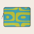 Mid Century Modern Piquet Abstract Pattern in Bright Lime Green and Turquoise Laptop Sleeve Gallery Image 1