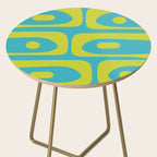Mid Century Modern Piquet Abstract Pattern in Bright Lime Green and Turquoise Side Table Gallery Image 2