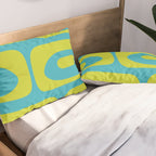 Mid Century Modern Piquet Abstract Pattern in Bright Lime Green and Turquoise Pillow Sham Gallery Image 2