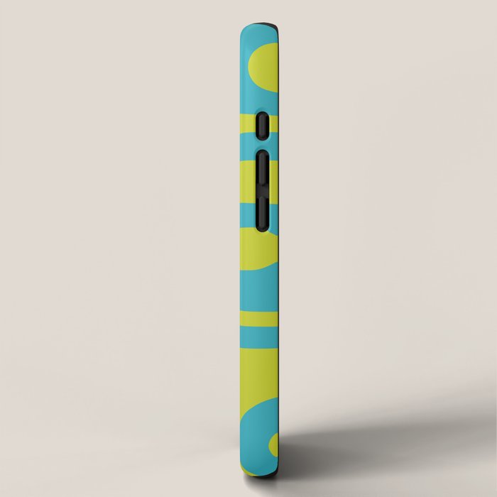 Mid Century Modern Piquet Abstract Pattern in Bright Lime Green and Turquoise iPhone Case Gallery Image 2