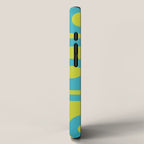 Mid Century Modern Piquet Abstract Pattern in Bright Lime Green and Turquoise iPhone Case Gallery Image 2