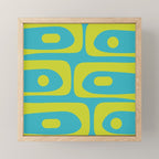 Mid Century Modern Piquet Abstract Pattern in Bright Lime Green and Turquoise Mini Art Print Gallery Image 1