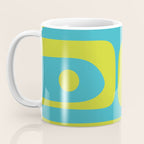 Mid Century Modern Piquet Abstract Pattern in Bright Lime Green and Turquoise Coffee Mug Gallery Image 3
