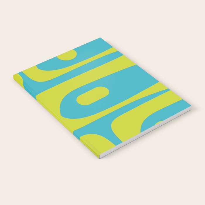 Mid Century Modern Piquet Abstract Pattern in Bright Lime Green and Turquoise Notebook Gallery Image 2