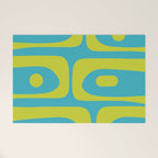 Mid Century Modern Piquet Abstract Pattern in Bright Lime Green and Turquoise Welcome Mat Gallery Image 1