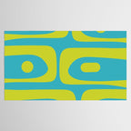 Mid Century Modern Piquet Abstract Pattern in Bright Lime Green and Turquoise Tablecloth Gallery Image 2