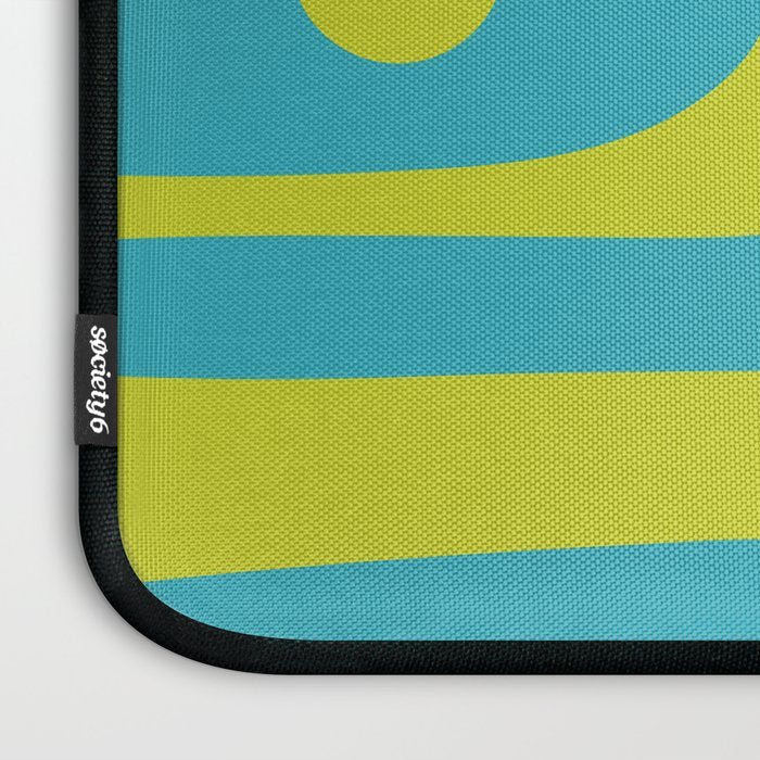 Mid Century Modern Piquet Abstract Pattern in Bright Lime Green and Turquoise Laptop Sleeve Gallery Image 3