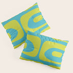Mid Century Modern Piquet Abstract Pattern in Bright Lime Green and Turquoise Pillow Sham Gallery Image 3