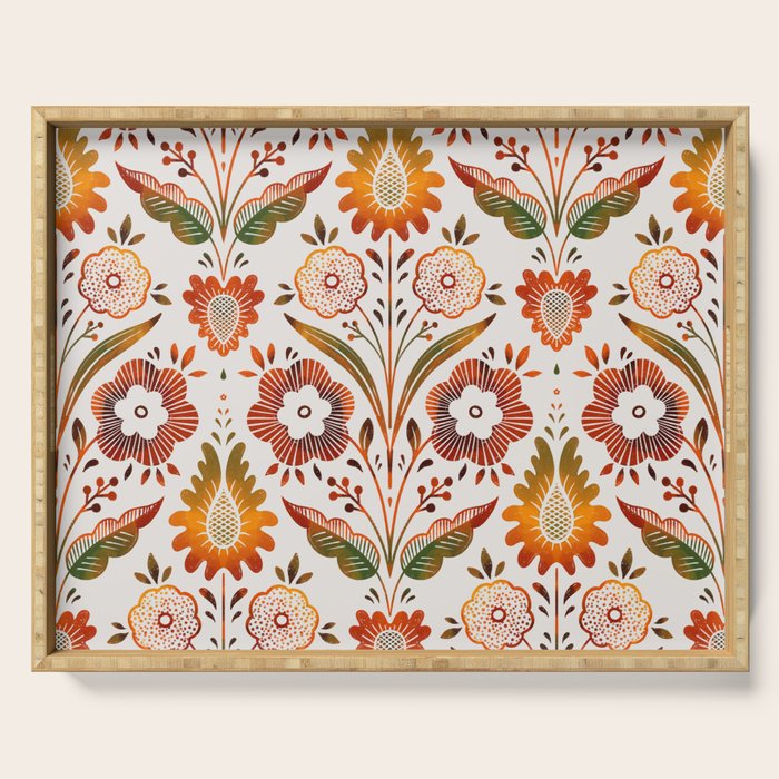  seamless pattern vase with decorative Damascus Serving Tray Gallery Image 1