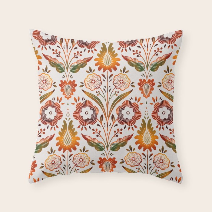 seamless pattern vase with decorative Damascus Throw Pillow Gallery Image 1