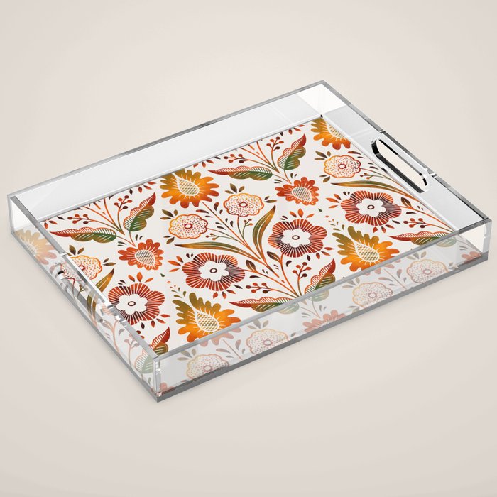  seamless pattern vase with decorative Damascus Acrylic Tray Gallery Image 1