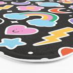 Fun retro cartoon doodle sticker pattern Bath Mat Gallery Image 3