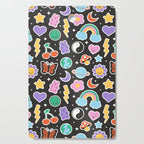 Fun retro cartoon doodle sticker pattern Cutting Board Gallery Image 1