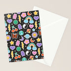 Fun retro cartoon doodle sticker pattern Stationery Card Gallery Image 2