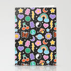 Fun retro cartoon doodle sticker pattern Stationery Card Gallery Image 2