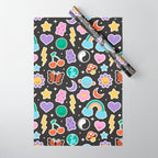Fun retro cartoon doodle sticker pattern Wrapping Paper Gallery Image 1