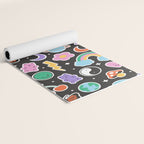Fun retro cartoon doodle sticker pattern Yoga Mat Gallery Image 2