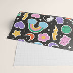 Fun retro cartoon doodle sticker pattern Wrapping Paper Gallery Image 2