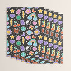 Fun retro cartoon doodle sticker pattern Wrapping Paper Gallery Image 3