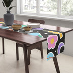 Fun retro cartoon doodle sticker pattern Table Runner Gallery Image 2