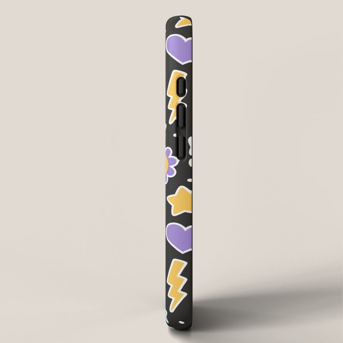 Fun retro cartoon doodle sticker pattern iPhone Case Gallery Image 2