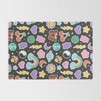 Fun retro cartoon doodle sticker pattern Rug Gallery Image 2