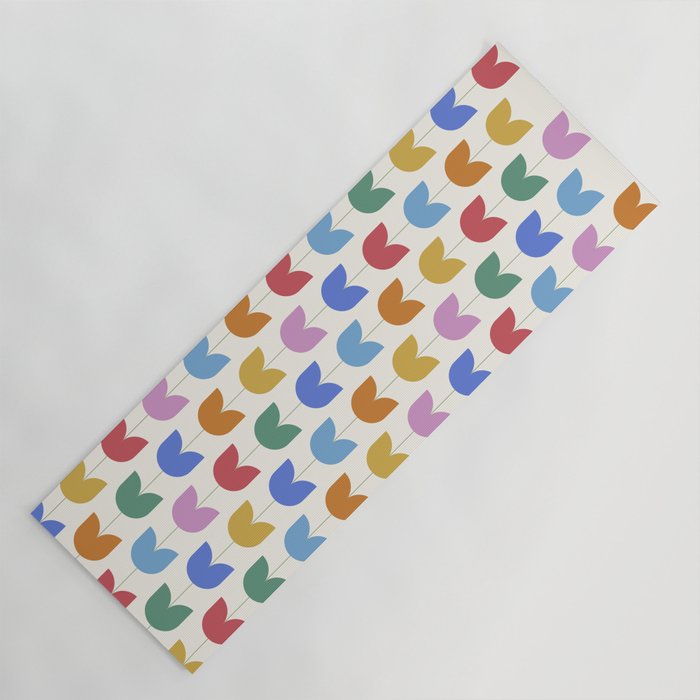 Spring Tulips IX Bright Rainbow Mid Century Flowers Yoga Mat Gallery Image 1