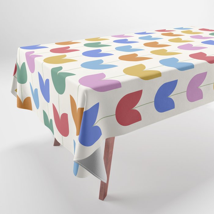 Spring Tulips IX Bright Rainbow Mid Century Flowers Tablecloth Gallery Image 1