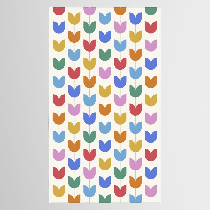 Spring Tulips IX Bright Rainbow Mid Century Flowers Tablecloth Gallery Image 2