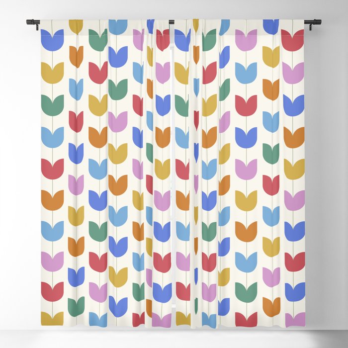Spring Tulips IX Bright Rainbow Mid Century Flowers Window Curtain Gallery Image 5