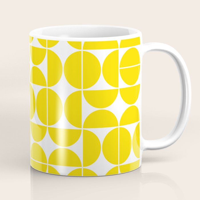 Mid Century Modern Geometric 04 Lemon Yellow Coffee Mug Gallery Image 1