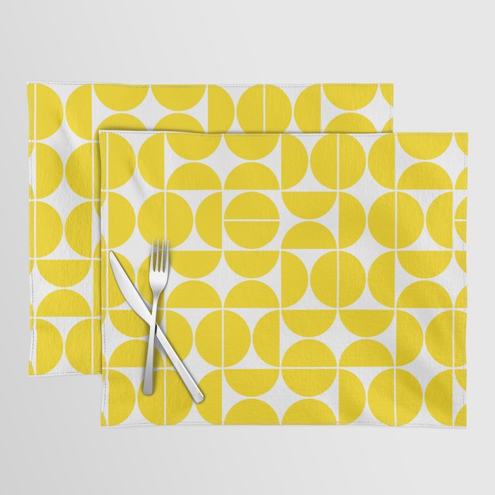 Mid Century Modern Geometric 04 Lemon Yellow Placemat Gallery Image 1