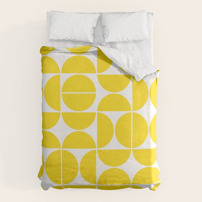 Mid Century Modern Geometric 04 Lemon Yellow Duvet Cover