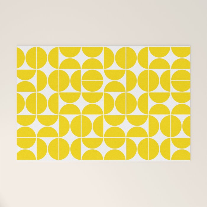 Mid Century Modern Geometric 04 Lemon Yellow Welcome Mat Gallery Image 1