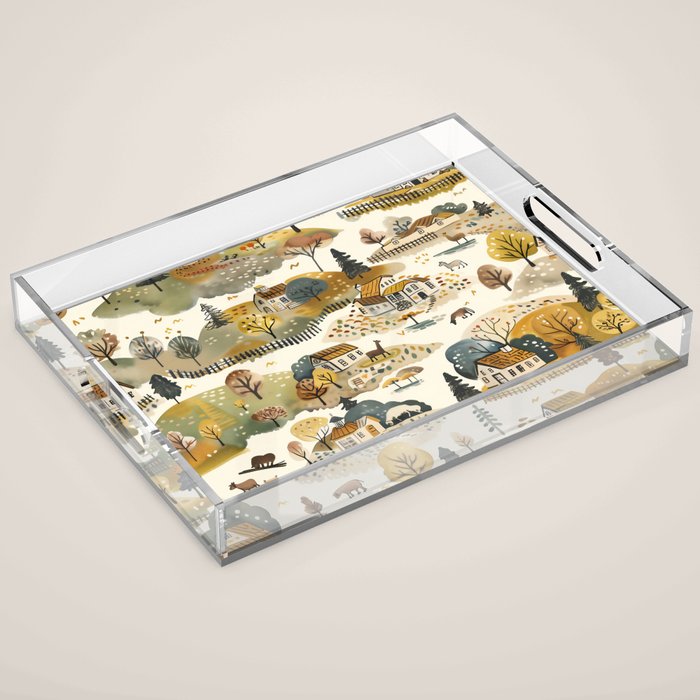Cozy Heirloom Countryside Charm Acrylic Tray Gallery Image 1