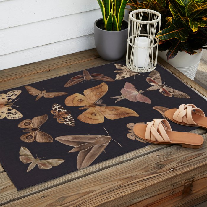 Night butterflies 2 Outdoor Rug Gallery Image 2